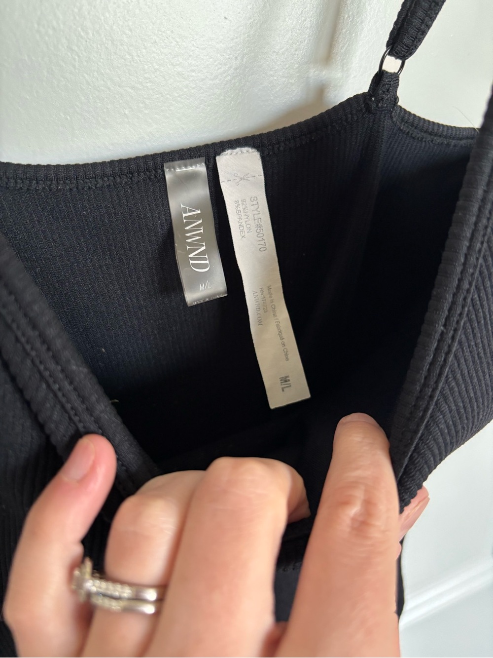 ANWND Black Ribbed One Piece Tank Shorts - Picture 3 of 4